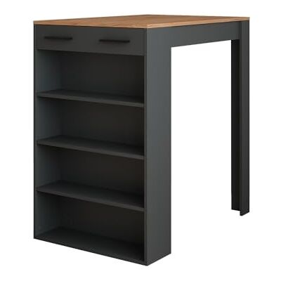 Vicco Table de bar "Repose", Chêne doré/anthracite, 67x100cm, pour une utilisation comme table haute avec étagères réglables Vicco Table de bar "Repose", Chêne doré/anthracite, 67x100cm, pour une utilisation comme table haute avec étagères réglables