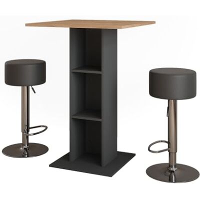 Vicco Set de table de bar "Repose", Chêne doré/anthracite, 75x75cm Vicco Set de table de bar "Repose", Chêne doré/anthracite, 75x75cm