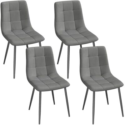 EUGAD Lot de 4 chaises de salle à manger, cuisine, salon, rembourrées, avec revêtement en velours, pieds en métal, pour salle à manger, cuisine, salon Gris foncé EUGAD Lot de 4 chaises de salle à manger, cuisine, salon, rembourrées, avec revêtement en velours, pieds en métal, pour salle à manger, cuisine, salon Gris foncé