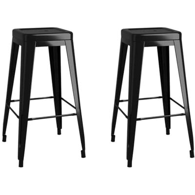 vidaXL Lot de 2 Tabourets de Bar Empilables, Repose-pieds de Bistrot, Chaises de Restaurant, Sièges de Cuisine Entrée Café, Noir Métal vidaXL Lot de 2 Tabourets de Bar Empilables, Repose-pieds de Bistrot, Chaises de Restaurant, Sièges de Cuisine Entrée Café, Noir Métal