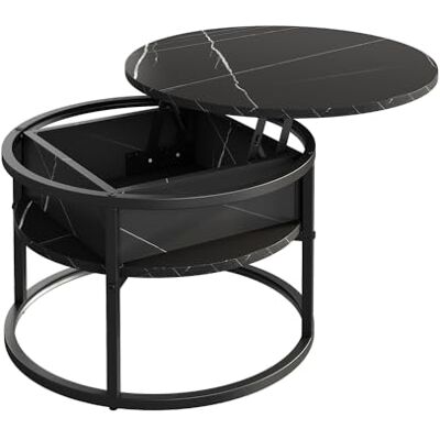 Vicco Table basse "Marlo", Noir/marbre blanc, 57x57cm, avec plateau rabattable pour une utilisation flexible dans l’espace de vie Vicco Table basse "Marlo", Noir/marbre blanc, 57x57cm, avec plateau rabattable pour une utilisation flexible dans l’espace de vie