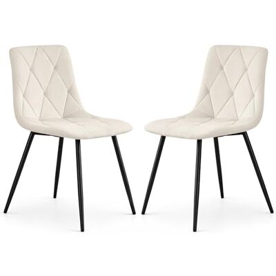 AKORD Milo Lot de 2 chaises de salle à manger, rembourrées, en velours, pieds en métal noir, charge maximale : 130 kg, pour cuisine et salle à manger, 43,5 x 45,5 x 87 cm, beige AKORD Milo Lot de 2 chaises de salle à manger, rembourrées, en velours, pieds en métal noir, charge maximale : 130 kg, pour cuisine et salle à manger, 43,5 x 45,5 x 87 cm, beige