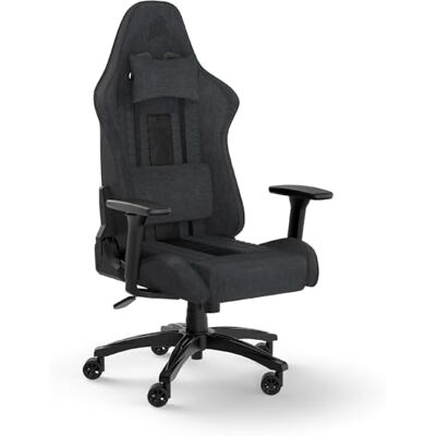 Corsair TC100 RELAXED Fauteuil Gaming Tissu Design Inspiré des Sports Automobiles Coussin Lombaire Coussin Repose-nuque Détachable en Mousse à Mémoire de Forme Gris et Noir Corsair TC100 RELAXED Fauteuil Gaming Tissu Design Inspiré des Sports Automobiles Coussin Lombaire Coussin Repose-nuque Détachable en Mousse à Mémoire de Forme Gris et Noir