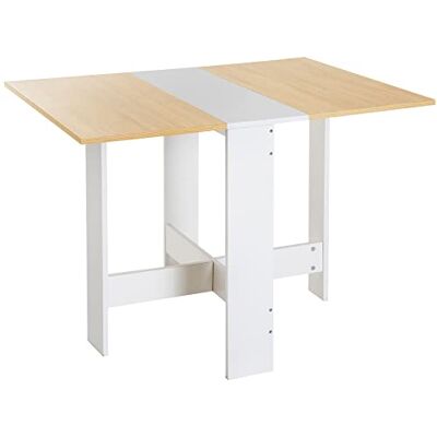 HOMCOM Table de Cuisine Pliable 103L x 76l x 74H cm en Bois Bicolore chêne Blanc HOMCOM Table de Cuisine Pliable 103L x 76l x 74H cm en Bois Bicolore chêne Blanc