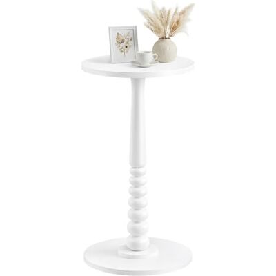 VASAGLE MARIEL Collection LET293WB02 Table basse ronde porte-boissons, Guéridon, pour petits espaces, pieds en bois, style rustique, pour salon et chambre à coucher, blanc nuage VASAGLE MARIEL Collection LET293WB02 Table basse ronde porte-boissons, Guéridon, pour petits espaces, pieds en bois, style rustique, pour salon et chambre à coucher, blanc nuage