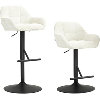 HOMCOM Lot de 2 Tabourets de Bar Hauteur Réglable Crème Chaises de Bar, Assise Pivotante, avec Dossier et Repose-Pieds, Tissu Effet Lin, Base en Acier, pour Cuisine, Salle à Manger HOMCOM Lot de 2 Tabourets de Bar Hauteur Réglable Crème Chaises de Bar, Assise Pivotante, avec Dossier et Repose-Pieds, Tissu Effet Lin, Base en Acier, pour Cuisine, Salle à Manger