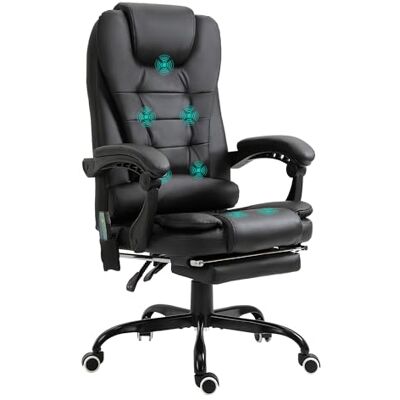 Vinsetto Fauteuil de Bureau Massant 7 Points Chaise Ergonomique Noir Vinsetto Fauteuil de Bureau Massant 7 Points Chaise Ergonomique Noir