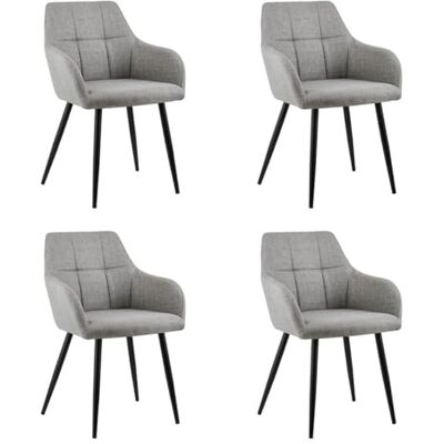 Kick Collection Ensemble de 4 Chaise de salle à manger Nova Gris Moderne et de haute qualité Tissu structuré en Métal Disponible dans de nombreuses couleurs Kick Collection Ensemble de 4 Chaise de salle à manger Nova Gris Moderne et de haute qualité Tissu structuré en Métal Disponible dans de nombreuses couleurs