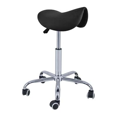 QUIRUMED Tabouret Pony 5 roulettes Base chromée Noir QUIRUMED Tabouret Pony 5 roulettes Base chromée Noir