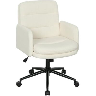HOMCOM Chaise de Bureau, Fauteuil de Bureau Ergonomique, Crème Hauteur Réglable, Tissu Bouclé, Bascule, Pivotant 360°, Assise Rembourrée, Confortable, Salon, Chambre, Télétravail HOMCOM Chaise de Bureau, Fauteuil de Bureau Ergonomique, Crème Hauteur Réglable, Tissu Bouclé, Bascule, Pivotant 360°, Assise Rembourrée, Confortable, Salon, Chambre, Télétravail