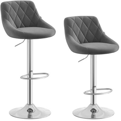 WOLTU Lot de 2 tabourets de bar pivotants en velours réglables en hauteur avec dossier, repose-pieds de cuisine modernes Gris foncé WOLTU Lot de 2 tabourets de bar pivotants en velours réglables en hauteur avec dossier, repose-pieds de cuisine modernes Gris foncé