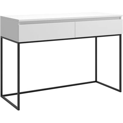 Selsey Bureau d'ordinateur avec 2 tiroirs Cadre en métal 120 x 50 x 80 cm Blanc Avec pieds noirs Selsey Bureau d'ordinateur avec 2 tiroirs Cadre en métal 120 x 50 x 80 cm Blanc Avec pieds noirs