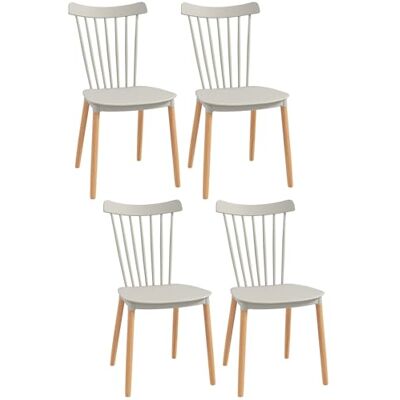 HOMCOM Lot de 4 chaises de Salle à Manger, chaises de Cuisine, Style scandinave, Dossier Haut, Assise en polypropylène, Pieds en hêtre, pour Salon, Chambre, Cuisine, Bureau, Gris HOMCOM Lot de 4 chaises de Salle à Manger, chaises de Cuisine, Style scandinave, Dossier Haut, Assise en polypropylène, Pieds en hêtre, pour Salon, Chambre, Cuisine, Bureau, Gris