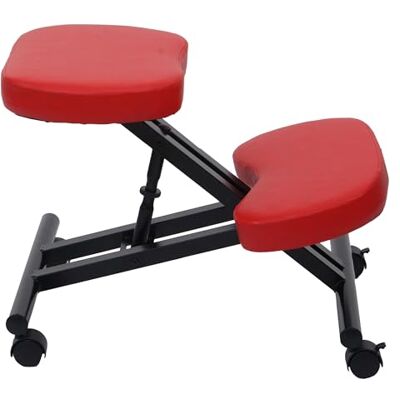 Mendler Chaise genoux HWC-E10 Avec roulettes réglables en hauteur En cuir synthétique et métal Certifié MVG Rouge Mendler Chaise genoux HWC-E10 Avec roulettes réglables en hauteur En cuir synthétique et métal Certifié MVG Rouge