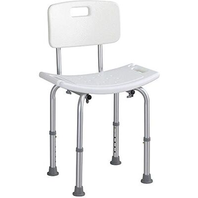 BAKAJI Tabouret de salle de bain en aluminium, hauteur réglable, siège de douche, chaise de baignoire, aide pour les personnes âgées, pieds en caoutchouc antidérapant (chaise) BAKAJI Tabouret de salle de bain en aluminium, hauteur réglable, siège de douche, chaise de baignoire, aide pour les personnes âgées, pieds en caoutchouc antidérapant (chaise)