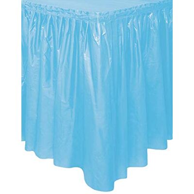 Unique Jupe de table rectangulaire en plastique bleu poudré uni (73 cm x 4 mètres) – Assemblage facile et réutilisable, décoration de fête élégante et polyvalente Unique Jupe de table rectangulaire en plastique bleu poudré uni (73 cm x 4 mètres) – Assemblage facile et réutilisable, décoration de fête élégante et polyvalente