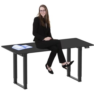 FLEXISPOT Bureau debout électrique à 4 pieds à double moteur 180 x 80 cm réglable en hauteur avec panneau intelligent de mémoire, panneau d'épissure, noir FLEXISPOT Bureau debout électrique à 4 pieds à double moteur 180 x 80 cm réglable en hauteur avec panneau intelligent de mémoire, panneau d'épissure, noir