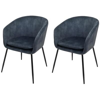 Mendler HWC-O28 Lot de 2 chaises de salle à manger, chaises de cuisine rembourrées, tissu/textile, 340 g/m², métal Bleu Mendler HWC-O28 Lot de 2 chaises de salle à manger, chaises de cuisine rembourrées, tissu/textile, 340 g/m², métal Bleu
