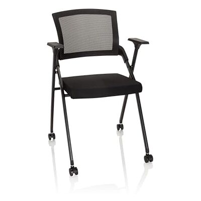 hjh OFFICE Priority II 660946 Chaise pliante en tissu et maille Noir Charge maximale 150 kg avec roulettes hjh OFFICE Priority II 660946 Chaise pliante en tissu et maille Noir Charge maximale 150 kg avec roulettes