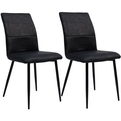 Trisens Lot de 2 chaises de salle à manger, aspect cuir, modernes et confortables, avec face avant matelassée, dossier incurvé pour plus de confort d'assise, couleur : noir, quantité : 2 pièces. Trisens Lot de 2 chaises de salle à manger, aspect cuir, modernes et confortables, avec face avant matelassée, dossier incurvé pour plus de confort d'assise, couleur : noir, quantité : 2 pièces.