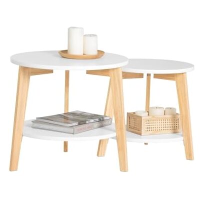 SoBuy Lot de 2 tables gigognes rondes pour le salon, grandes 50 cm et petites 40 cm, blanches, FBT75-W SoBuy Lot de 2 tables gigognes rondes pour le salon, grandes 50 cm et petites 40 cm, blanches, FBT75-W