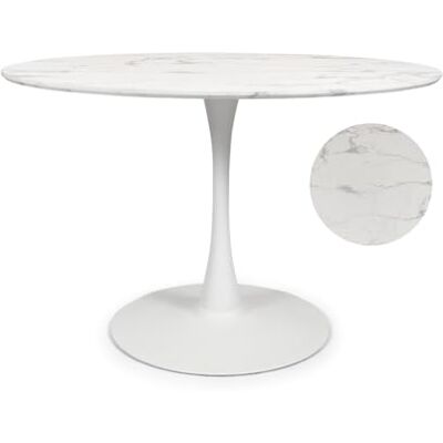 Milton Table de Salle à Manger Ø 120 cm Prague Marbre Blanc Mat Milton Table de Salle à Manger Ø 120 cm Prague Marbre Blanc Mat