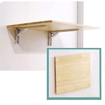 MSHGSKU Table pliante murale – Bureau de cuisine en bois massif peu encombrant, espace de travail flottant compact pour salle à manger, bureau, balcon, petite pièce, meuble pliable polyvalent MSHGSKU Table pliante murale – Bureau de cuisine en bois massif peu encombrant, espace de travail flottant compact pour salle à manger, bureau, balcon, petite pièce, meuble pliable polyvalent