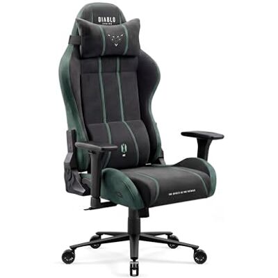 Diablo chaise gaming ergonomique tissu respirant fauteuil gamer réglable dossier inclinable 140 degrés accoudoirs 3D soutien lombaire bureau confortable robuste jusqu’à 140 kg Forest Green Diablo chaise gaming ergonomique tissu respirant fauteuil gamer réglable dossier inclinable 140 degrés accoudoirs 3D soutien lombaire bureau confortable robuste jusqu’à 140 kg Forest Green