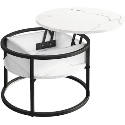 Vicco Table basse "Marlo", Marbre blanc, 57x57cm avec plateau rabattable pour une utilisation flexible dans l’espace de vie Vicco Table basse "Marlo", Marbre blanc, 57x57cm avec plateau rabattable pour une utilisation flexible dans l’espace de vie