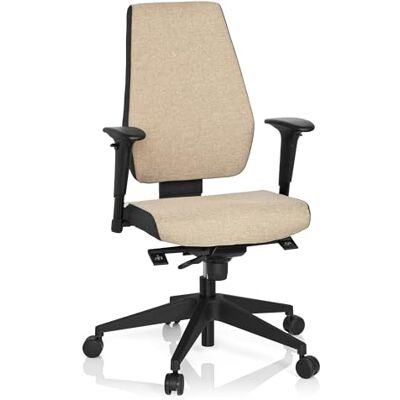 hjh OFFICE 608819 PRO-TEC 500 Chaise de bureau professionnelle pivotante ergonomique en tissu beige avec dossier et accoudoirs réglables en hauteur hjh OFFICE 608819 PRO-TEC 500 Chaise de bureau professionnelle pivotante ergonomique en tissu beige avec dossier et accoudoirs réglables en hauteur
