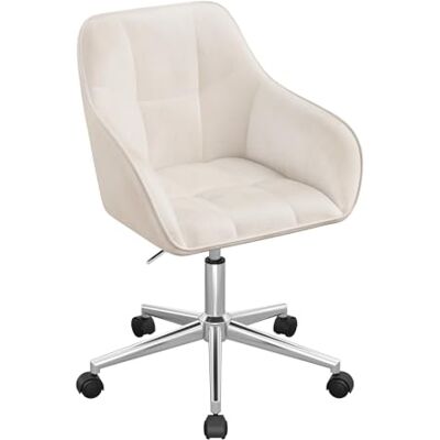 WOLTU Homeoffice Chaise de bureau pivotante Hauteur réglable Charge maximale : 150 kg Avec accoudoirs Siège en velours Pour chambre à coucher, bureau, salon Beige WOLTU Homeoffice Chaise de bureau pivotante Hauteur réglable Charge maximale : 150 kg Avec accoudoirs Siège en velours Pour chambre à coucher, bureau, salon Beige