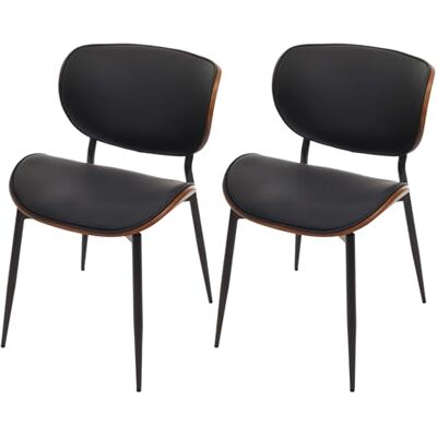 Mendler HWC-O45 Lot de 2 chaises de salle à manger en bois bug et cuir synthétique 280 g/m² Certifié Öko-Tex MVG Aspect noyer Noir Mendler HWC-O45 Lot de 2 chaises de salle à manger en bois bug et cuir synthétique 280 g/m² Certifié Öko-Tex MVG Aspect noyer Noir