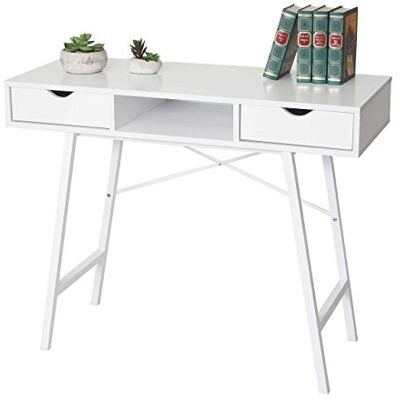 Mendler HWC-E92AM Table console de rangement, structure 3D, certifiée FSC, 100 x 40 cm, blanche Mendler HWC-E92AM Table console de rangement, structure 3D, certifiée FSC, 100 x 40 cm, blanche
