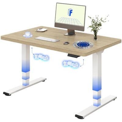 FLEXISPOT Bureau Assis Debout 120x80 Double Moteur Plateau UE Chêne Plateau monobloc 25 mm fabriqué dans l'UE, FSC, finition chêne, 4 mémoires, garantie cadre 5 ans,Chêne Clair+Blanc FLEXISPOT Bureau Assis Debout 120x80 Double Moteur Plateau UE Chêne Plateau monobloc 25 mm fabriqué dans l'UE, FSC, finition chêne, 4 mémoires, garantie cadre 5 ans,Chêne Clair+Blanc