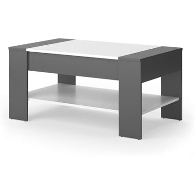 Vicco Table basse "August", Anthracite/blanc, 99.6x58.8cm avec tiroir, avec espace de rangement ouvert pour livres et magazines Vicco Table basse "August", Anthracite/blanc, 99.6x58.8cm avec tiroir, avec espace de rangement ouvert pour livres et magazines