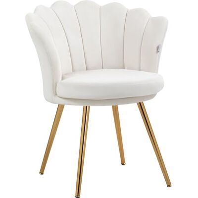 HOMCOM Fauteuil Coquillage Chaise Coiffeuse 67l x 64P x 77H cm Crème HOMCOM Fauteuil Coquillage Chaise Coiffeuse 67l x 64P x 77H cm Crème