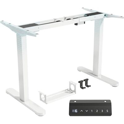 HOMCOM Support de bureau électrique réglable en hauteur avec 2 moteurs et fonction mémoire Cadre de table réglable en largeur Charge maximale : 100 kg avec moins de bruit Protection contre les HOMCOM Support de bureau électrique réglable en hauteur avec 2 moteurs et fonction mémoire Cadre de table réglable en largeur Charge maximale : 100 kg avec moins de bruit Protection contre les
