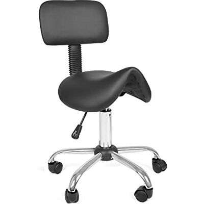 Mingone Tabouret de selle avec dossier pivotant Ergonomique Avec roulettes Tabouret de bureau Réglable en hauteur à 360° Noir Mingone Tabouret de selle avec dossier pivotant Ergonomique Avec roulettes Tabouret de bureau Réglable en hauteur à 360° Noir