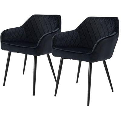 ML DESIGN modern living ML-Design Lot 2x Chaises de Salle à Manger Noir Style Rétro Dossier/Accoudoirs Rembourrée Aspect Velours Pieds en Métal Noir Chaise Ergonomique Fauteuil Moderne de Salon/Chambre/Cuisine ML DESIGN modern living ML-Design Lot 2x Chaises de Salle à Manger Noir Style Rétro Dossier/Accoudoirs Rembourrée Aspect Velours Pieds en Métal Noir Chaise Ergonomique Fauteuil Moderne de Salon/Chambre/Cuisine