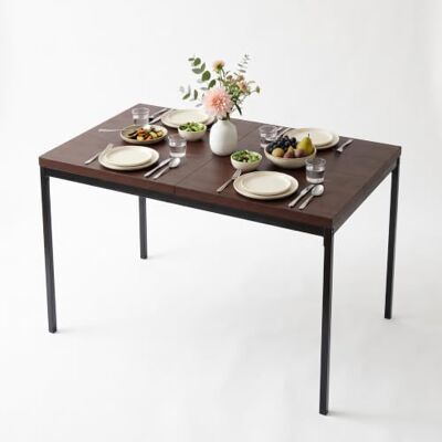 FurnitureR Table de salle à manger rectangulaire en bois vintage 120 x 70 x 75 cm, bureau marron et pieds noirs FurnitureR Table de salle à manger rectangulaire en bois vintage 120 x 70 x 75 cm, bureau marron et pieds noirs