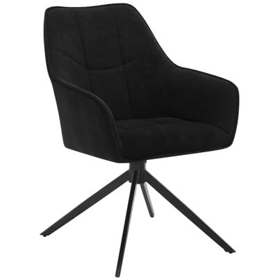 WOLTU EZS08sz-1 Chaise de salle à manger pivotante avec accoudoirs et accoudoirs rembourrés, en chenille et velours côtelé, pieds en métal, noire WOLTU EZS08sz-1 Chaise de salle à manger pivotante avec accoudoirs et accoudoirs rembourrés, en chenille et velours côtelé, pieds en métal, noire