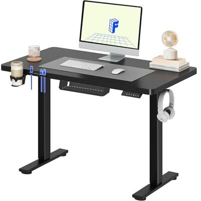 FLEXISPOT Bureau Assis Debout, Plateau de Une Pièce 110x54cm, Bureau Réglable en Hauteur Électrique, Panneau de Contrôle à Fonctions Mémoires, Assemblage Facile(Noir+ Noir) FLEXISPOT Bureau Assis Debout, Plateau de Une Pièce 110x54cm, Bureau Réglable en Hauteur Électrique, Panneau de Contrôle à Fonctions Mémoires, Assemblage Facile(Noir+ Noir)