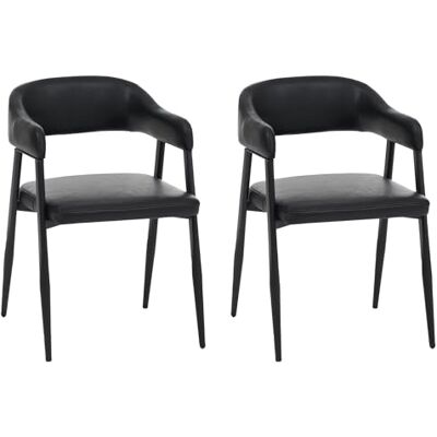 Mendler HWC-P29 Lot de 2 chaises de salle à manger, de cuisine, rembourrées, style industriel, rétro, vintage, en cuir synthétique, noires Mendler HWC-P29 Lot de 2 chaises de salle à manger, de cuisine, rembourrées, style industriel, rétro, vintage, en cuir synthétique, noires