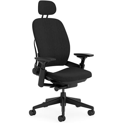Steelcase Leap, chaise de bureau ergonomique avec soutien lombaire LiveBack, dossier flexible et têtière réglable Onyx Steelcase Leap, chaise de bureau ergonomique avec soutien lombaire LiveBack, dossier flexible et têtière réglable Onyx