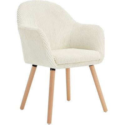 WOLTU Chaise de Salle à Manger, Chaise Ergonomique, Chaise de Cuisine avec Accoudoir, Chaise Rembourrée avec Pieds en Bois Massif, en Velours Côtelé, Beige, EZS26cm-1 WOLTU Chaise de Salle à Manger, Chaise Ergonomique, Chaise de Cuisine avec Accoudoir, Chaise Rembourrée avec Pieds en Bois Massif, en Velours Côtelé, Beige, EZS26cm-1