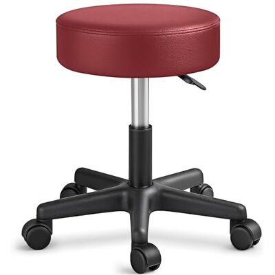 TRESKO Tabouret de Travail Tabouret à roulettes siège pivotant par 360 degrés, Rembourrage de 10 cm, de 8 Couleurs différentes (Bordeaux) TRESKO Tabouret de Travail Tabouret à roulettes siège pivotant par 360 degrés, Rembourrage de 10 cm, de 8 Couleurs différentes (Bordeaux)
