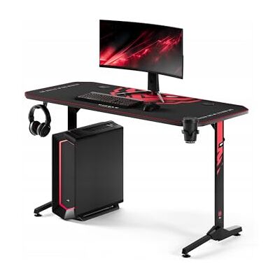 Diablo Bureau Gaming grand bureau gamer stable table ordinateur PC avec gestion des câbles tapis support casque porte gobelet bureau informatique ergonomique robuste setup 140 cm x 60 cm x 75 cm Diablo Bureau Gaming grand bureau gamer stable table ordinateur PC avec gestion des câbles tapis support casque porte gobelet bureau informatique ergonomique robuste setup 140 cm x 60 cm x 75 cm