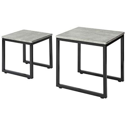 SoBuy FBT42-HG Table Basses Gigognes Set de 2 Lot de 2 Tables Empilables Carrées (Effet Béton) SoBuy FBT42-HG Table Basses Gigognes Set de 2 Lot de 2 Tables Empilables Carrées (Effet Béton)