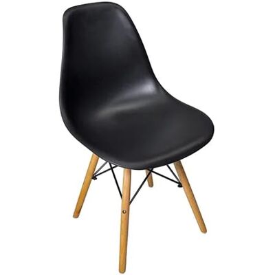 Generico Goria Paris Lot de 4 chaises de salle à manger de bureau sans accoudoirs, style moderne, structure en métal avec pieds en bois, noir Generico Goria Paris Lot de 4 chaises de salle à manger de bureau sans accoudoirs, style moderne, structure en métal avec pieds en bois, noir
