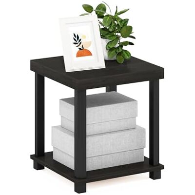 Furinno Turn-N-Tube Table d'appoint classique à 2 niveaux, expresso/noir Furinno Turn-N-Tube Table d'appoint classique à 2 niveaux, expresso/noir